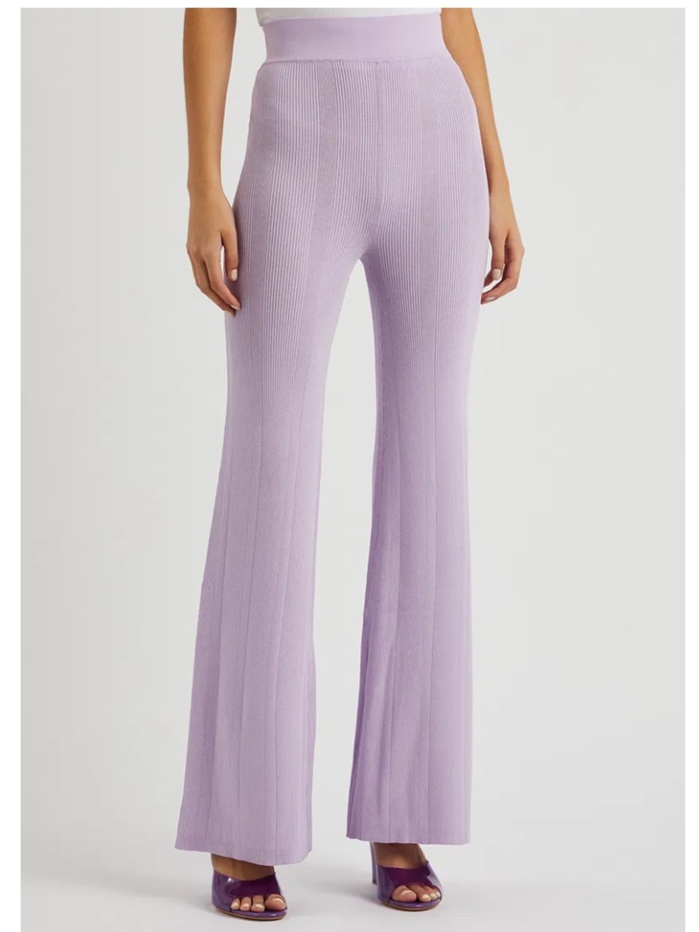 REMAIN Birger Christensen Lilac Solaima Ribbed Knit Flare High-waist Trouser